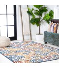 Atrani Scroll Trellis Cream/Blue/Red 5 ft. x 8 ft. Indoor/Outdoor Area Rug