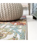 Cetara Ornate Trellis Cream/Blue/Orange 2 ft. x 8 ft. Indoor/Outdoor Runner Rug