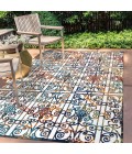 AMALFI COAST Area Rug Cetara Ornate Trellis Cream/Blue/Orange 5 ft. x 8 ft. Indoor/Outdoor Area Rug