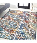 AMALFI COAST Area Rug Cetara Ornate Trellis Cream/Blue/Orange 5 ft. x 8 ft. Indoor/Outdoor Area Rug