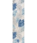 AMALFI COAST Area Rug Monstera Tropical Leaf High-Low Light Gray/Navy 2 ft. x 8 ft. Indoor/Outdoor Runner Rug