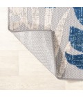 AMALFI COAST Area Rug Monstera Tropical Leaf High-Low Light Gray/Navy 2 ft. x 8 ft. Indoor/Outdoor Runner Rug