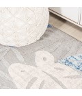 AMALFI COAST Area Rug Monstera Tropical Leaf High-Low Light Gray/Navy 2 ft. x 8 ft. Indoor/Outdoor Runner Rug