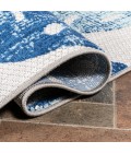 AMALFI COAST Area Rug Monstera Tropical Leaf High-Low Light Gray/Navy 2 ft. x 8 ft. Indoor/Outdoor Runner Rug