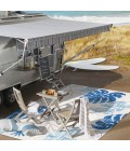 AMALFI COAST Area Rug Monstera Tropical Leaf High-Low Light Gray/Navy 2 ft. x 8 ft. Indoor/Outdoor Runner Rug