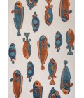 AMALFI COAST Area Rug Algarve Modern Fish High-Low Navy/Orange/Cream 8 ft. x 10 ft. Indoor/Outdoor Area Rug