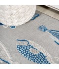 AMALFI COAST Area Rug Nerja Coastal Fish High-Low Gray/Navy 2 ft. x 8 ft. Indoor/Outdoor Runner Rug