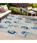 Nerja Coastal Fish High-Low Gray/Navy 4 ft. x 6 ft. Indoor/Outdoor Area Rug