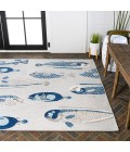 Nerja Coastal Fish High-Low Gray/Navy 4 ft. x 6 ft. Indoor/Outdoor Area Rug
