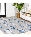 Nerja Coastal Fish High-Low Gray/Navy 4 ft. x 6 ft. Indoor/Outdoor Area Rug