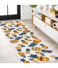 Ananas Bold Pineapple High-Low Orange/Navy 2 ft. x 8 ft. Indoor/Outdoor Runner Rug