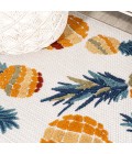 Ananas Bold Pineapple High-Low Orange/Navy 2 ft. x 8 ft. Indoor/Outdoor Runner Rug