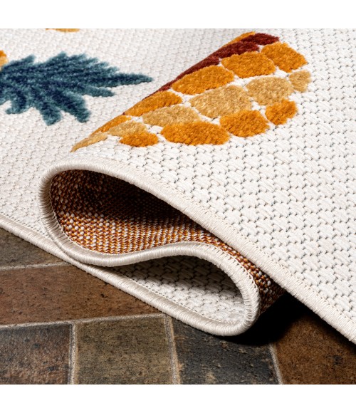 Ananas Bold Pineapple High-Low Orange/Navy 2 ft. x 8 ft. Indoor/Outdoor Runner Rug