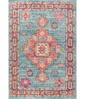 BOHEMIAN FLAIR Area Rug Bohemian FLAIR Boho Vintage Medallion Blue/Red 4 ft. x 6 ft. Area Rug