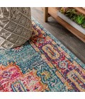 BOHEMIAN FLAIR Area Rug Bohemian FLAIR Boho Vintage Medallion Blue/Red 4 ft. x 6 ft. Area Rug