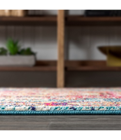 BOHEMIAN FLAIR Area Rug Bohemian FLAIR Boho Vintage Medallion Blue/Red 4 ft. x 6 ft. Area Rug