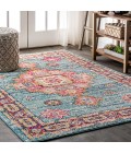 BOHEMIAN FLAIR Area Rug Bohemian FLAIR Boho Vintage Medallion Blue/Red 4 ft. x 6 ft. Area Rug