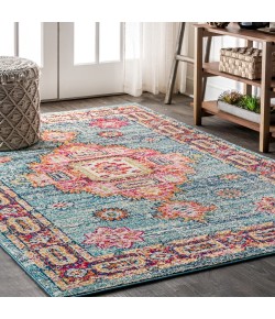 Jonathany Bohemian Flair BMF100A Blue/Red Area Rug 4 ft. X 6 ft. Rectangle