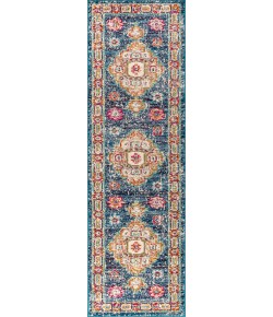 Jonathany Bohemian Flair BMF100B Navy/Red Area Rug 2 ft. 3 in. X 8 ft. Runner