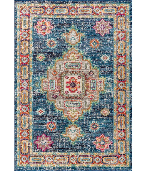 BOHEMIAN FLAIR Area Rug Bohemian FLAIR Boho Vintage Medallion Navy/Red 3 ft. x 5 ft. Area Rug