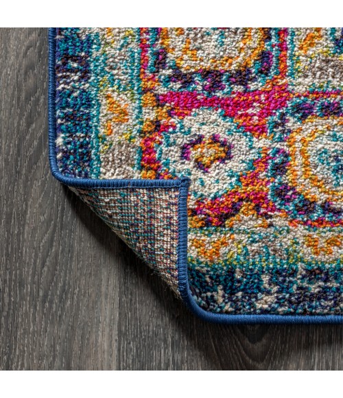 BOHEMIAN FLAIR Area Rug Bohemian FLAIR Boho Vintage Medallion Navy/Red 3 ft. x 5 ft. Area Rug