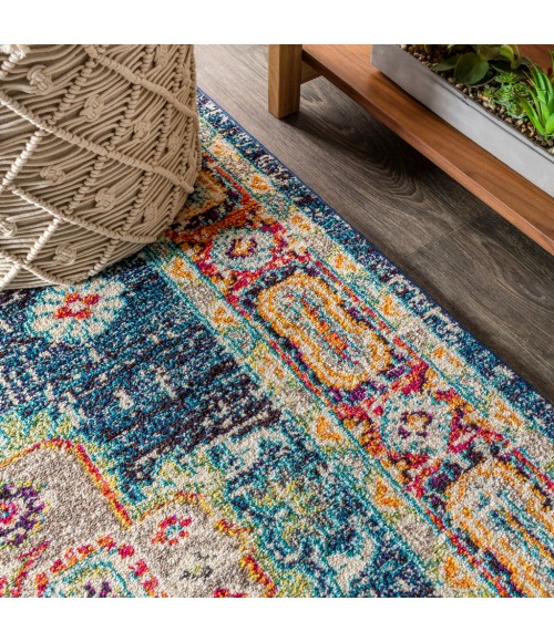 BOHEMIAN FLAIR Area Rug Bohemian FLAIR Boho Vintage Medallion Navy/Red 3 ft. x 5 ft. Area Rug