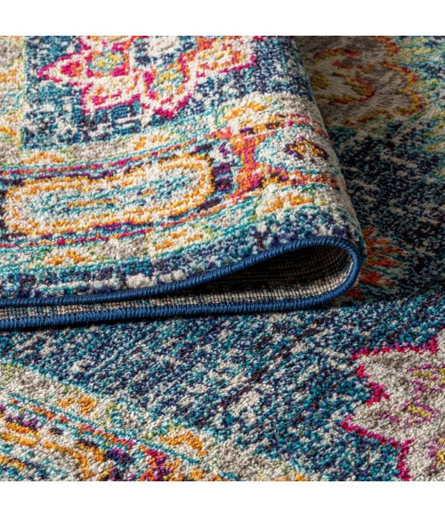 BOHEMIAN FLAIR Area Rug Bohemian FLAIR Boho Vintage Medallion Navy/Red 3 ft. x 5 ft. Area Rug