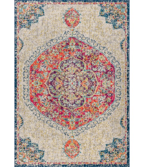 BOHEMIAN FLAIR Area Rug Bohemian FLAIR Boho Vintage Medallion Cream/Orange 8 ft. x 10 ft. Area Rug