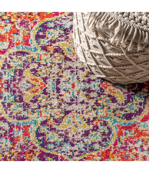 BOHEMIAN FLAIR Area Rug Bohemian FLAIR Boho Vintage Medallion Cream/Orange 8 ft. x 10 ft. Area Rug