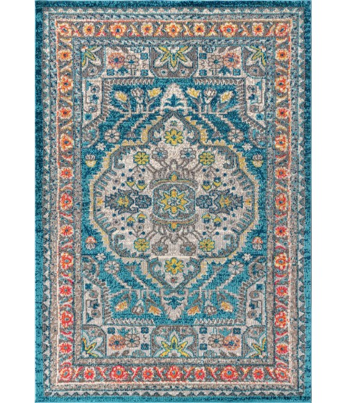 Bohemian FLAIR Boho Vintage Medallion Blue/Yellow 5 ft. x 8 ft. Area Rug