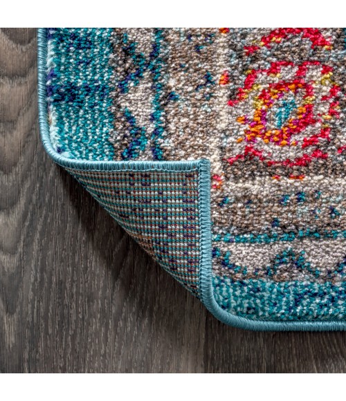 Bohemian FLAIR Boho Vintage Medallion Blue/Yellow 5 ft. x 8 ft. Area Rug