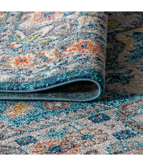 Bohemian FLAIR Boho Vintage Medallion Blue/Yellow 5 ft. x 8 ft. Area Rug