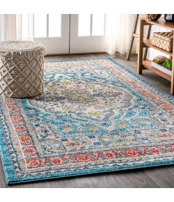 Jonathany Bohemian Flair BMF102A Blue/Yellow Area Rug 5 ft. 3 in. X 7 ft. 7 in. Rectangle