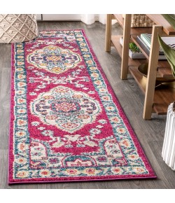 Jonathany Bohemian Flair BMF102B Pink/Ivory Area Rug 2 ft. 3 in. X 8 ft. Runner