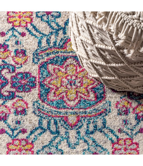 BOHEMIAN FLAIR Area Rug Bohemian FLAIR Boho Vintage Medallion Pink/Ivory 8 ft. x 10 ft. Area Rug