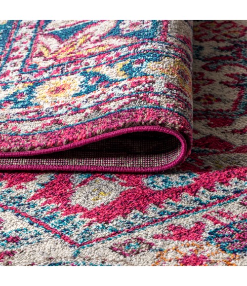 BOHEMIAN FLAIR Area Rug Bohemian FLAIR Boho Vintage Medallion Pink/Ivory 8 ft. x 10 ft. Area Rug