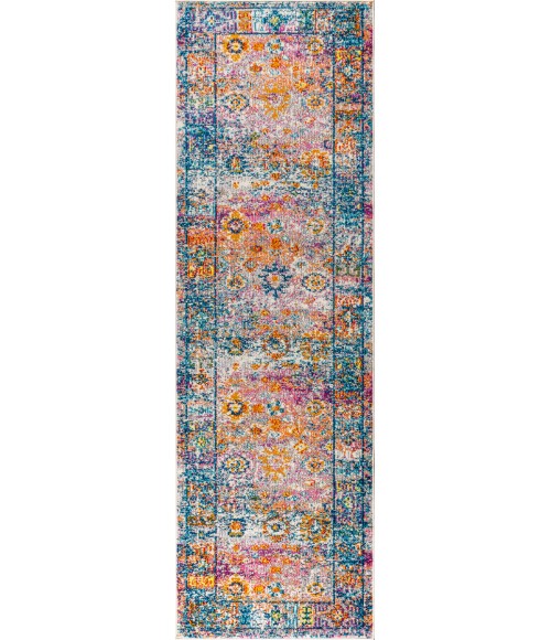 BOHEMIAN FLAIR Area Rug Bohemian FLAIR Boho Vintage Medallion Cream/Navy 2 ft. x 8 ft. Runner Rug