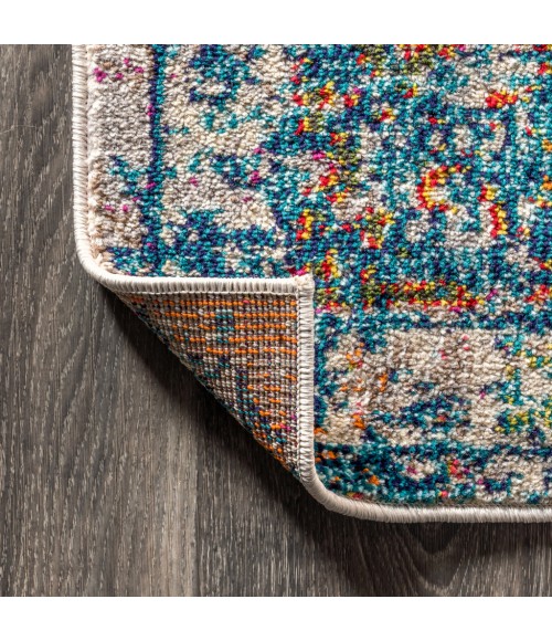 BOHEMIAN FLAIR Area Rug Bohemian FLAIR Boho Vintage Medallion Cream/Navy 2 ft. x 8 ft. Runner Rug