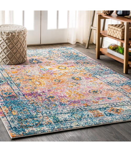 BOHEMIAN FLAIR Area Rug Bohemian FLAIR Boho Vintage Medallion Cream/Navy 8 ft. x 10 ft. Area Rug