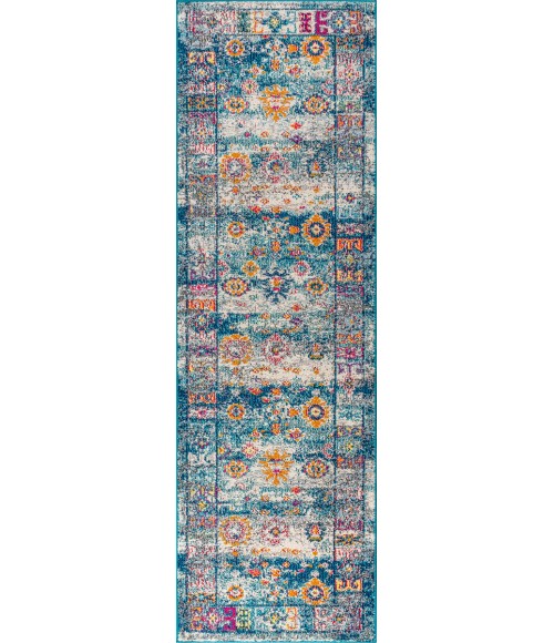 BOHEMIAN FLAIR Area Rug Bohemian FLAIR Boho Vintage Medallion Navy/Cream 2 ft. x 8 ft. Runner Rug