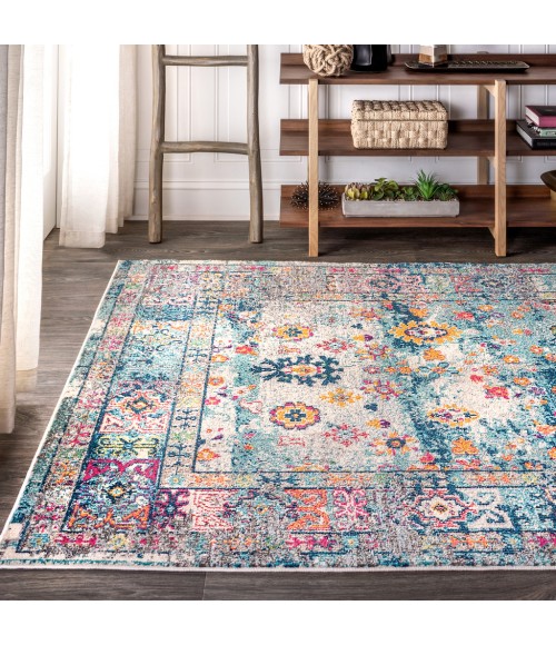 BOHEMIAN FLAIR Area Rug Bohemian FLAIR Boho Vintage Medallion Navy/Cream 3 ft. x 5 ft. Area Rug