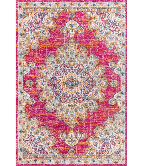 BOHEMIAN FLAIR Area Rug Bohemian FLAIR Boho Vintage Medallion Pink/Cream 3 ft. x 5 ft. Area Rug