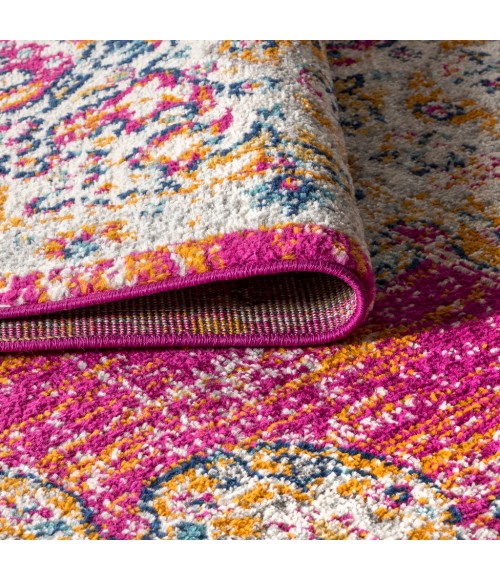 BOHEMIAN FLAIR Area Rug Bohemian FLAIR Boho Vintage Medallion Pink/Cream 3 ft. x 5 ft. Area Rug
