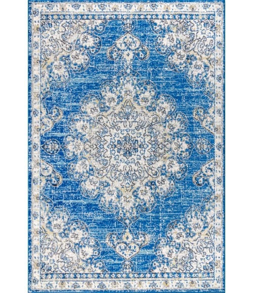 BOHEMIAN FLAIR Area Rug Bohemian FLAIR Boho Vintage Medallion Blue/Cream 4 ft. x 6 ft. Area Rug