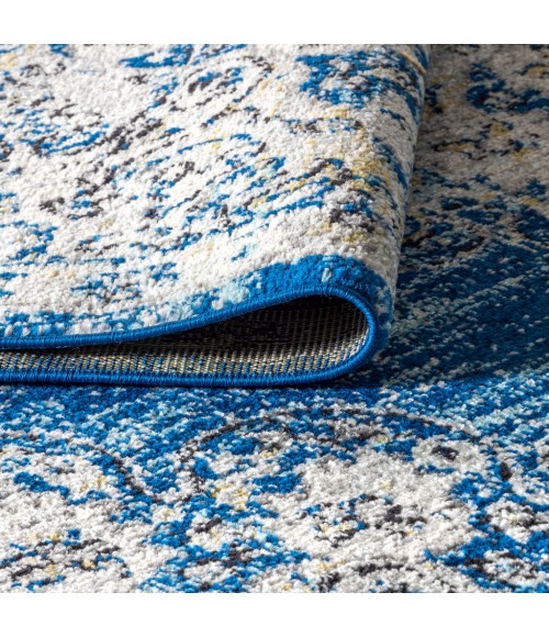 BOHEMIAN FLAIR Area Rug Bohemian FLAIR Boho Vintage Medallion Blue/Cream 2 ft. x 8 ft. Runner Rug
