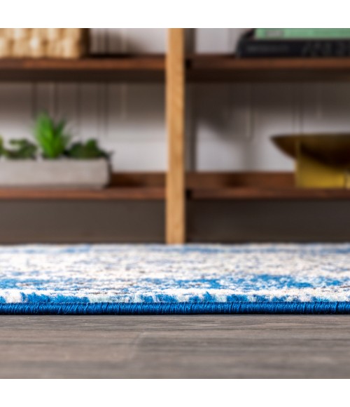 BOHEMIAN FLAIR Area Rug Bohemian FLAIR Boho Vintage Medallion Blue/Cream 2 ft. x 8 ft. Runner Rug