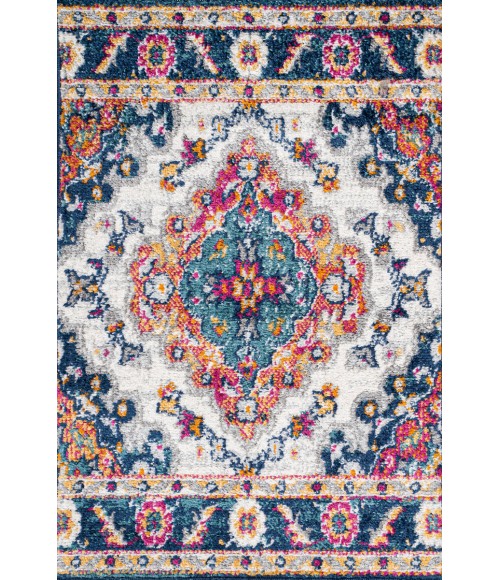 BOHEMIAN FLAIR Area Rug Bohemian FLAIR Boho Vintage Medallion Blue/Multi 2 ft. x 3 ft. Area Rug