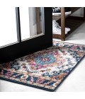 BOHEMIAN FLAIR Area Rug Bohemian FLAIR Boho Vintage Medallion Blue/Multi 2 ft. x 3 ft. Area Rug