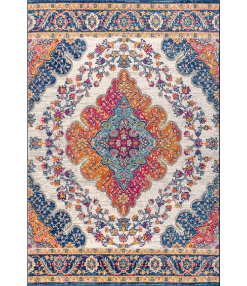 BOHEMIAN FLAIR Area Rug Bohemian FLAIR Boho Vintage Medallion Blue/Multi 9 ft. x 12 ft. Area Rug