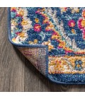 BOHEMIAN FLAIR Area Rug Bohemian FLAIR Boho Vintage Medallion Blue/Multi 6 ft. x 9 ft. Oval Area Rug